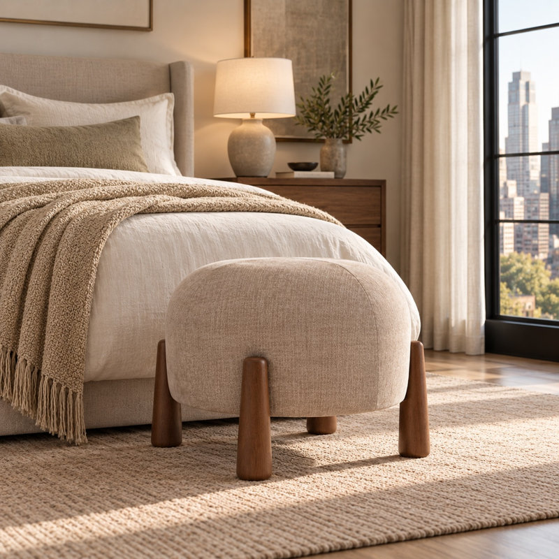 Mayfair Large Stackable Ottoman - Taupe, Taupe