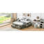 Lit plateforme spacieux avec rangement, MDF gris antique, maison moderne