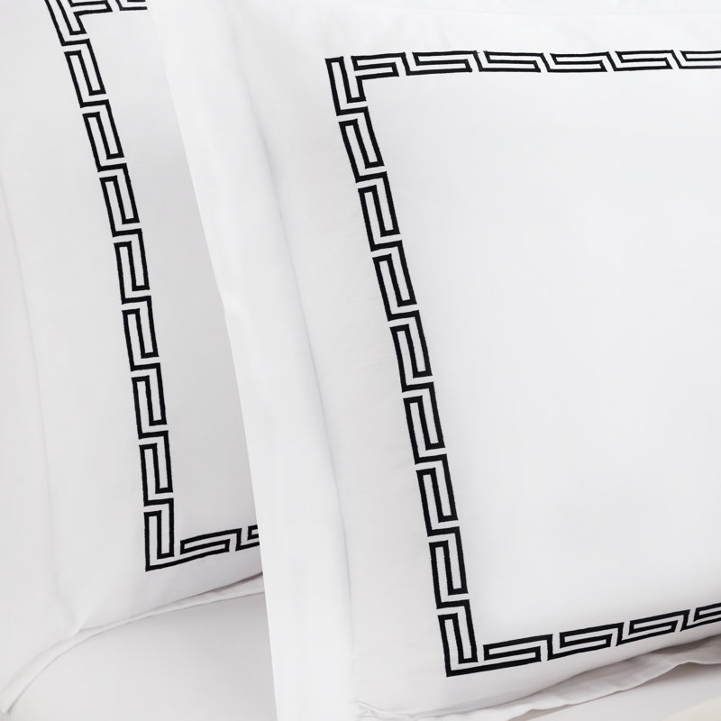 Ensemble de housse de couette 3 pièces Harrison, Housse de couette double / grand + 2 taies décora, Blanc/Noir