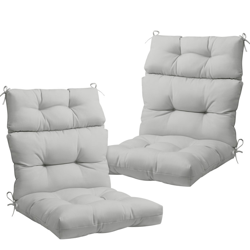 Outdoor Replacement Cushion Set Deep Seating High Back Seat / Back Cushions with Ties (Set of 2), Light Gray