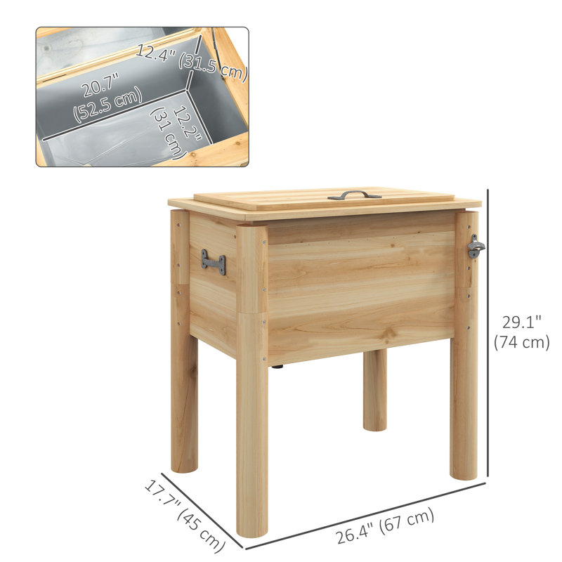 Glacière 54 po en bois pour patio