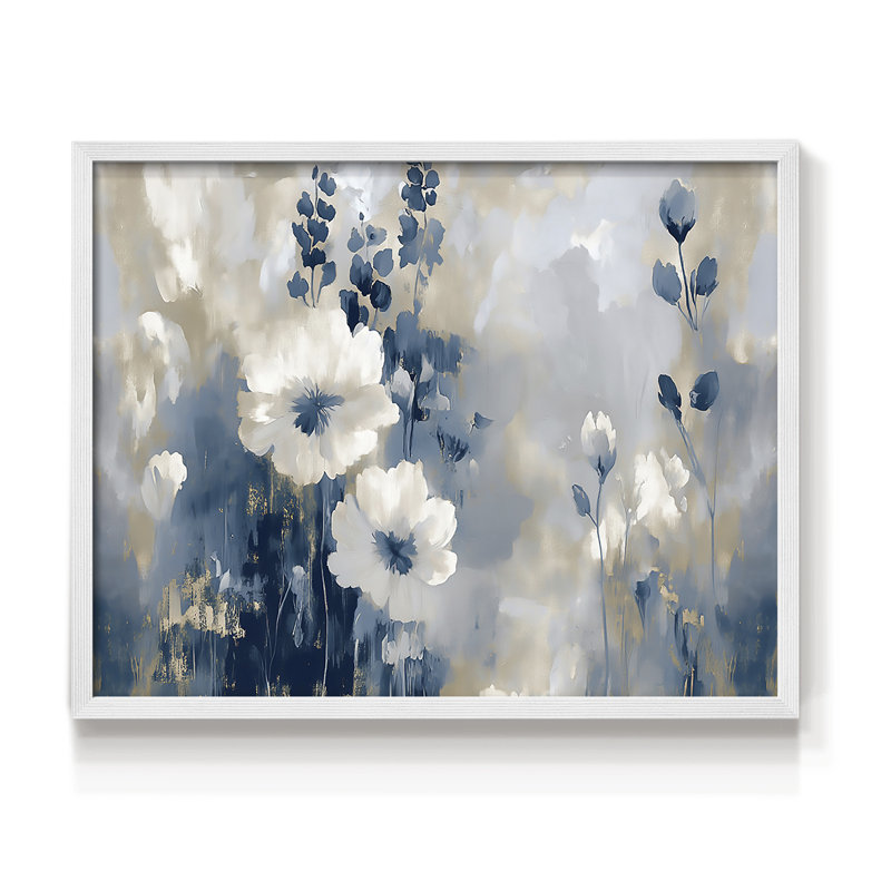 Série abstraite-CV-reproduction encadrée, H 11 po x l 14 po, Blanc