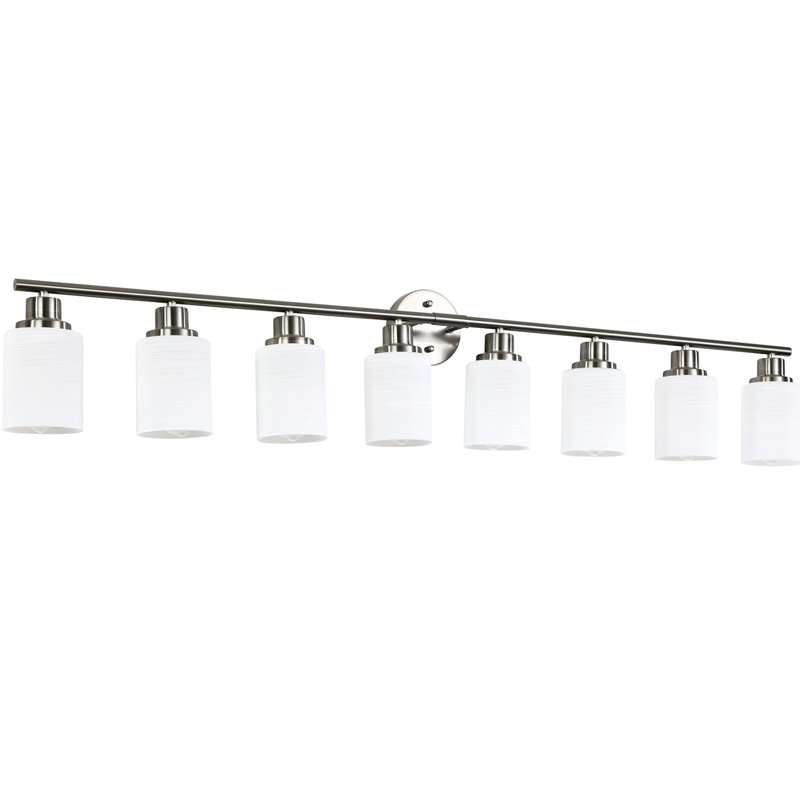 Luminaire moderne pour meuble-lavabo à 8 lumières, nickel brossé et verre givré, pour l'éclairage de la salle de bain et du couloir, confortable, simple à installer, abat-jour en verre, salle de bain, couloir, chambre à coucher, matériau,