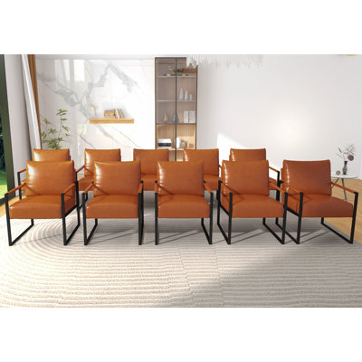 24.6" Wide Minimalist Soft Cushioned Back Upholstered Sled Base Arm Accent Chair (Set of 10)