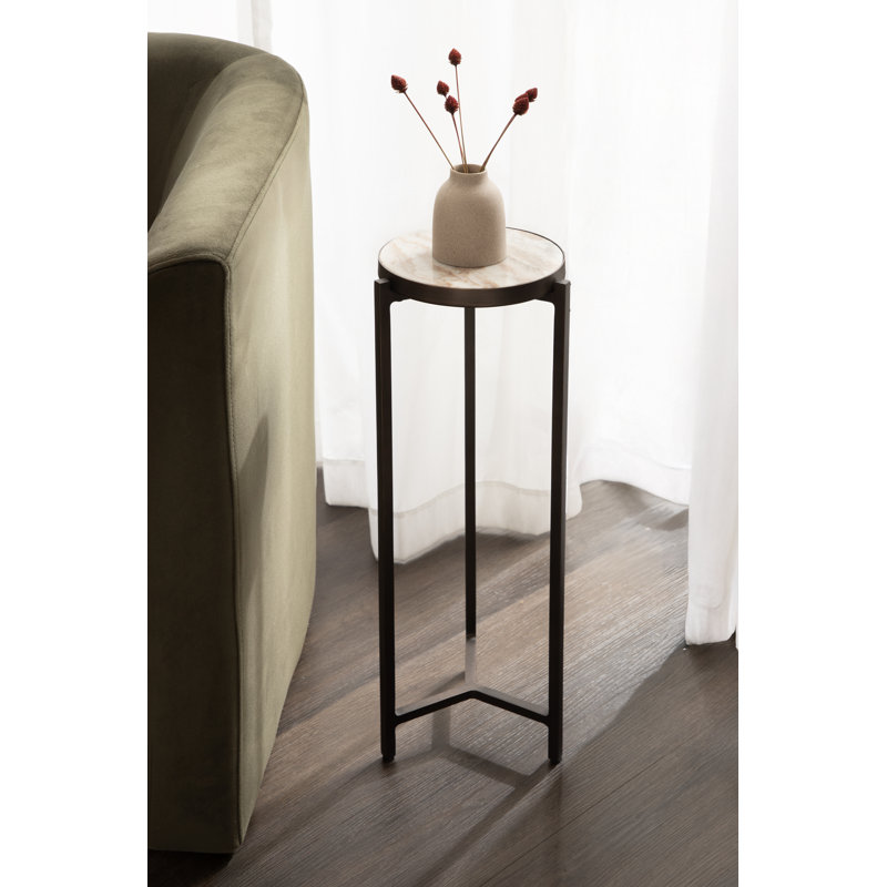 Table à boissons Aguilar, Marbre brun, Bronze