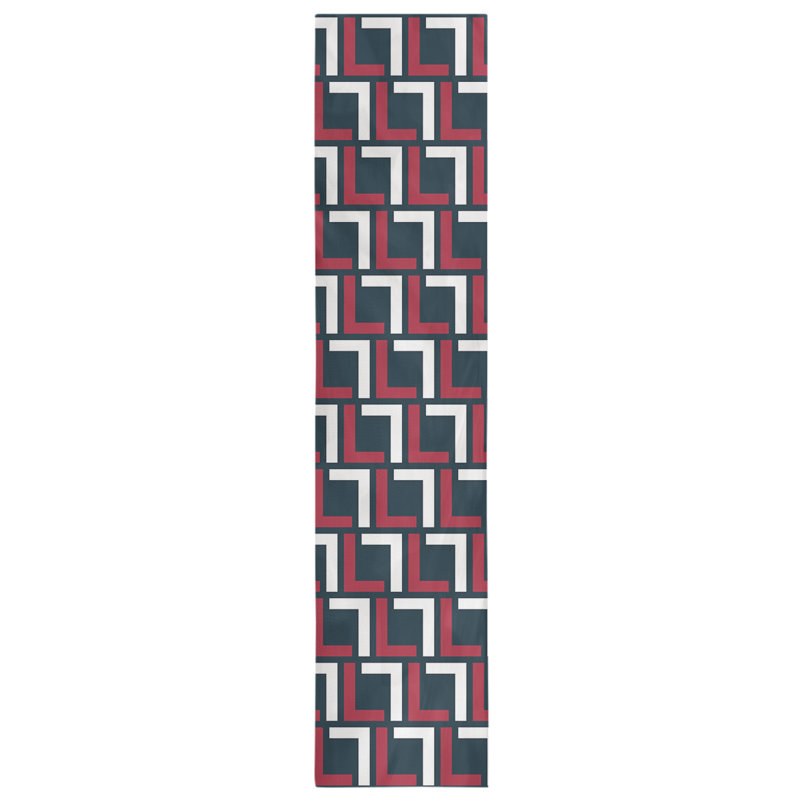Chemin de table Carolina, 72 po x 16 po, Coton, Bleu foncé acier / rouge bataille / blanc