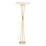 Collina 72.83'' Antique Brass/Travertine Torchiere Floor Lamp