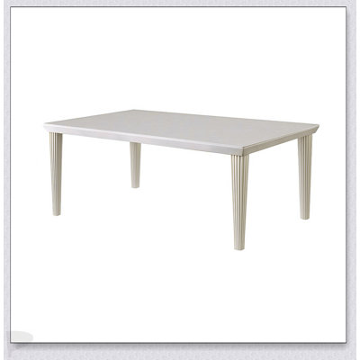 Élégante table de salle à manger rectangulaire avec rallonge extensible au fini blanc antique, parfaite pour une salle à manger polyvalente et élégante