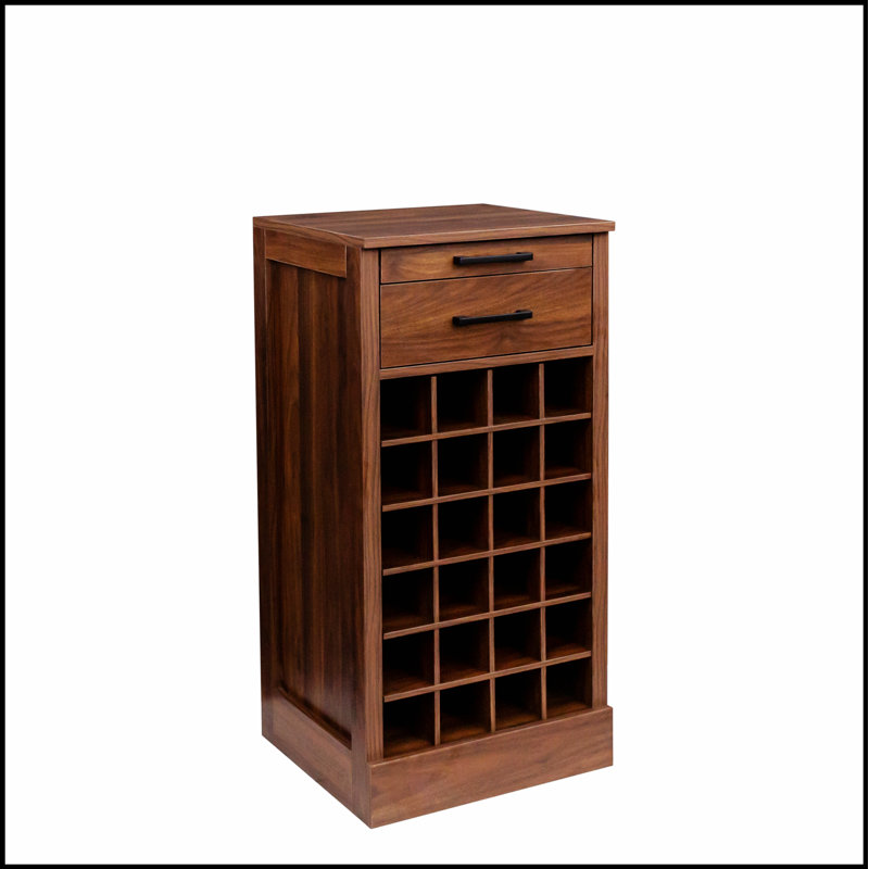 Walnut Modular 24 Wine Bar Cabinet with Elegant Storage and Display for Modern Homes, Walnut Brown