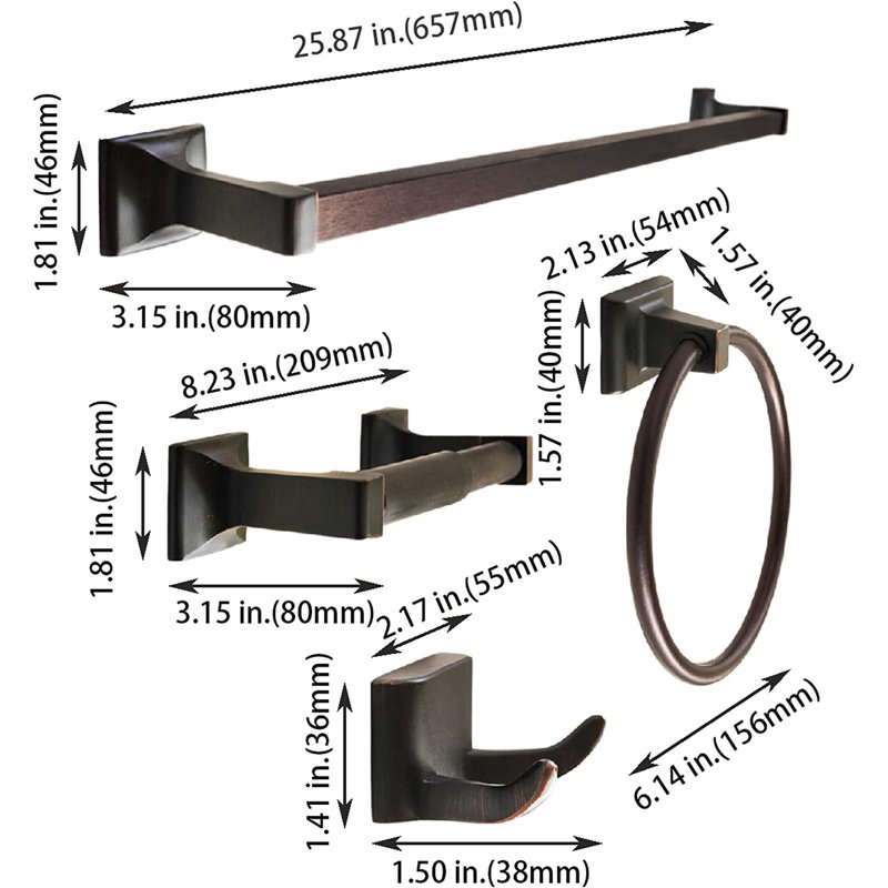 4 - Piece Bathroom Hardware Set, Oil Rubbed Bronze