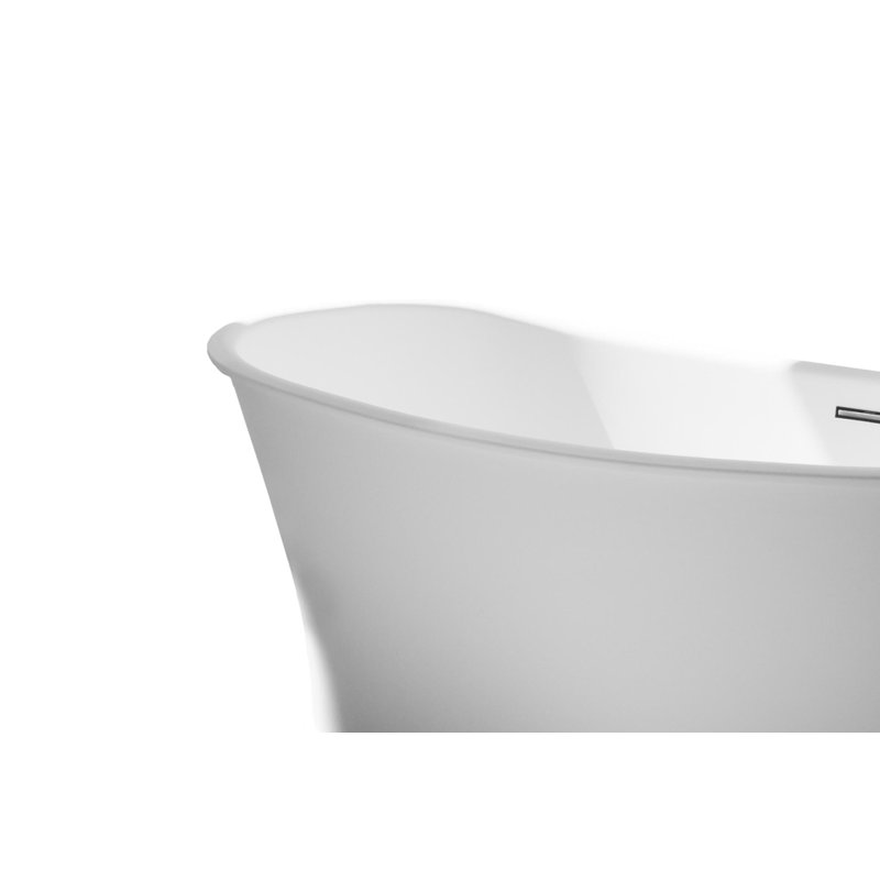 BE 65'' L Soaking Bathtub, Brushed Nickel, Matte White