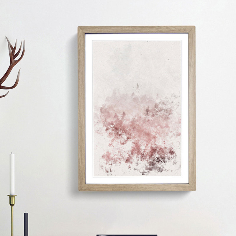 Church in an Italian Forest - Picture Frame Painting Print, 33cm H x 24cm W x 2cm D, Oak Framed