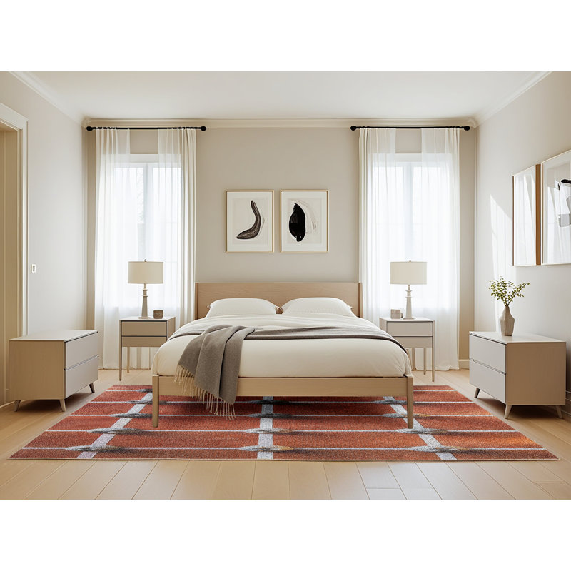 Tapis de zone brun à motif, Rectangle 5 pi x 8 pi