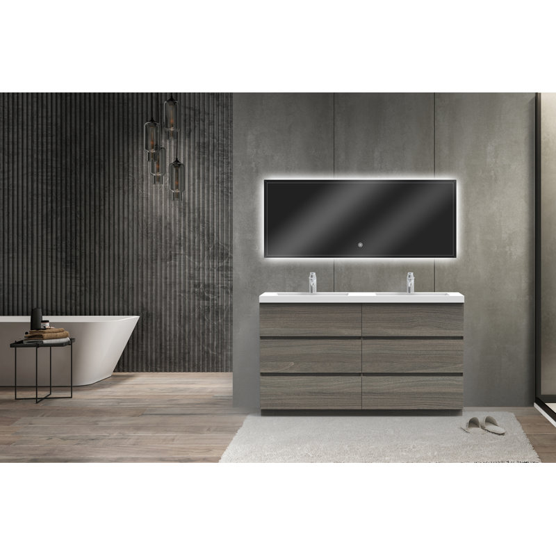 Ensemble de meuble-lavabo double 71 "avec miroir