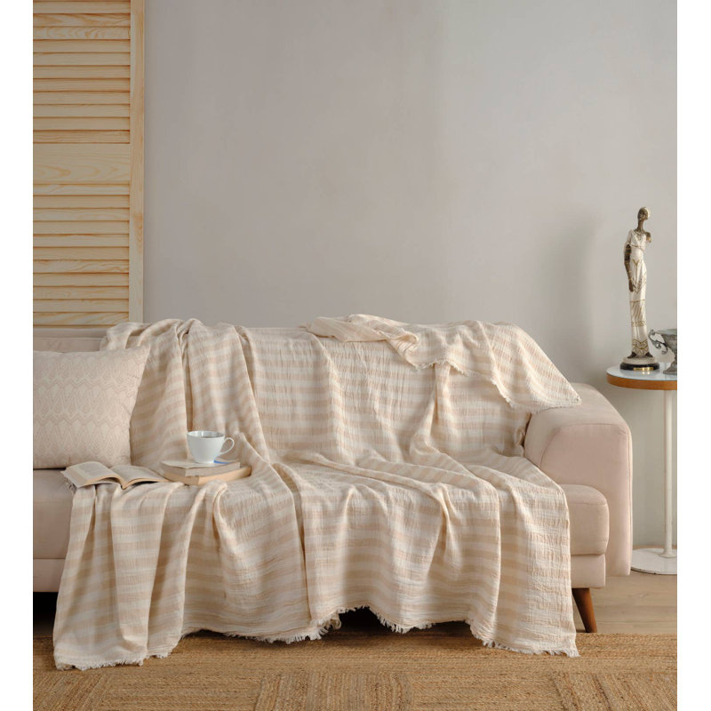 Couvre-lit Kafthan, Beige rayé