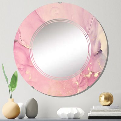 Miroir mural rose Modern Waves II