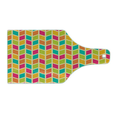 Ambesonne Colorful Tempered Glass Cutting Board Chevron Hipster Style Multicolor