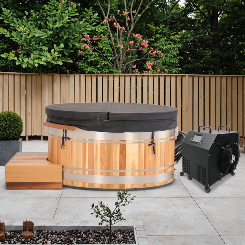 Anyi 110 Volt 1 - Person Red Cedar Oval Plug and Play Ice Tub