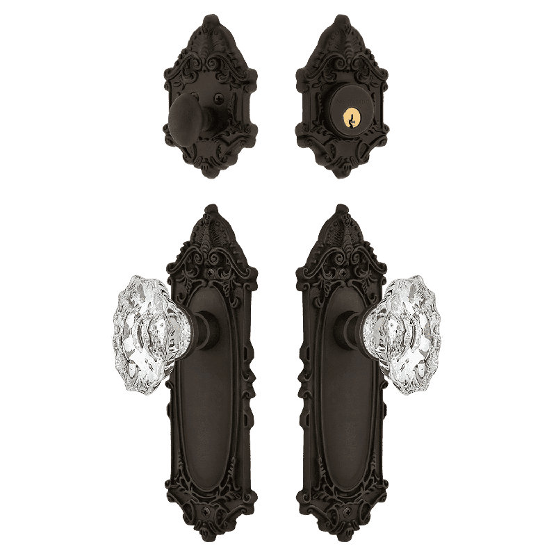 Nostalgic Warehouse Victorian Entry Set with Chateau Crystal Knob, Oil Rubbed Bronze, 2.75