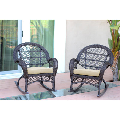 Chaise berçante en osier avec coussins Berchmans