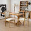 Chaises de salle à manger de style français Louis, chaise d'appoint à structure en bois d'hévéa massif avec dossier carré (ensemble de 2)-621478897