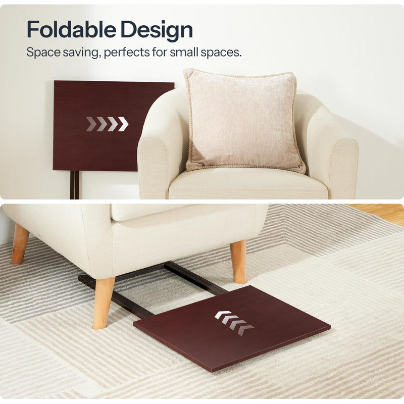 Set of 2 Folding TV Tray Tables, Compact Side Tables for Small Spaces, Brown, Brown