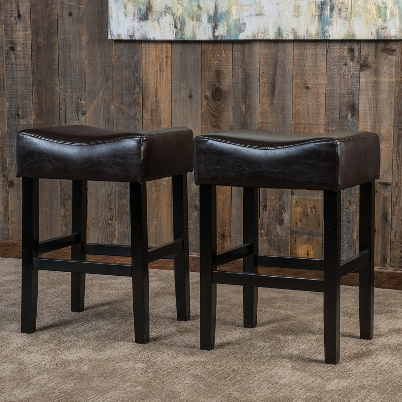 26" Backless Counter Stools, 2-Pcs Set, Brown