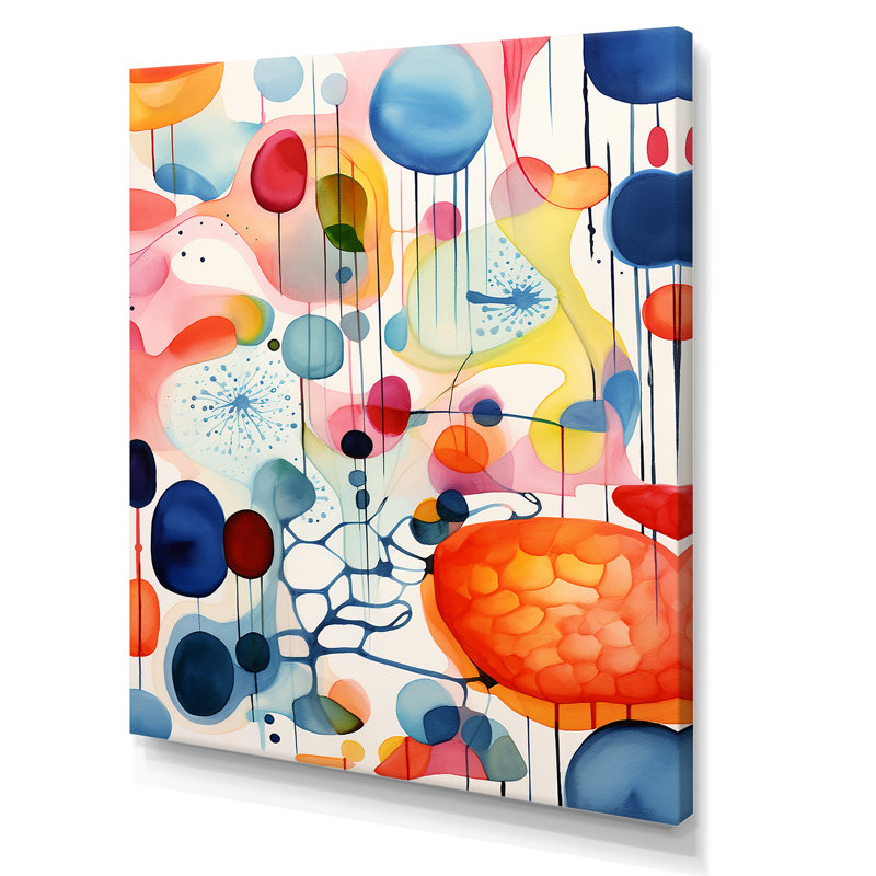 Coloré géométrique Mid Century Shapes 3 - art mural géométrique, Toile tendue, H 32 po x l 16 po x P 1 po
