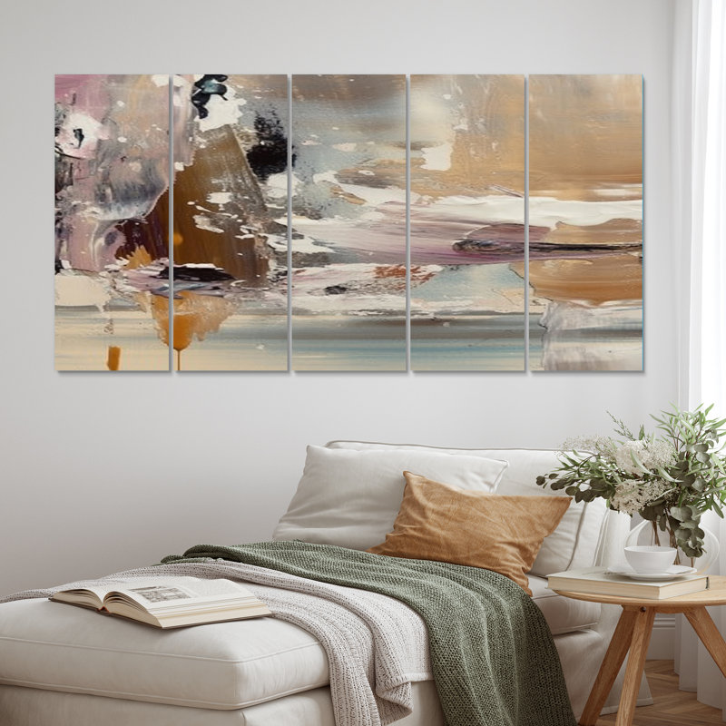 Contemporary Here Abstract Expressionism I - Abstract Canvas Print - 5 Equal Panels