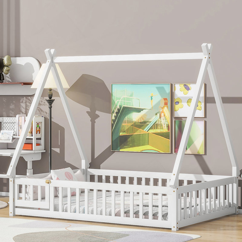 Lit plateforme Aggappora, Blanc, Double