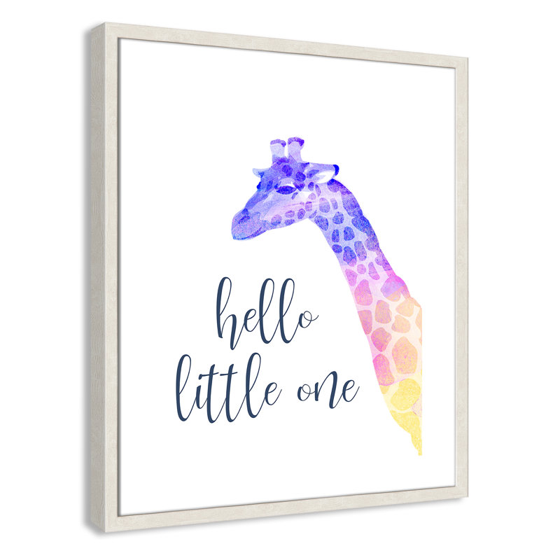 Hello Little One, art encadré, H 11 po x l 9 po x P 1,19 po, Cadre à grain de bois blanc