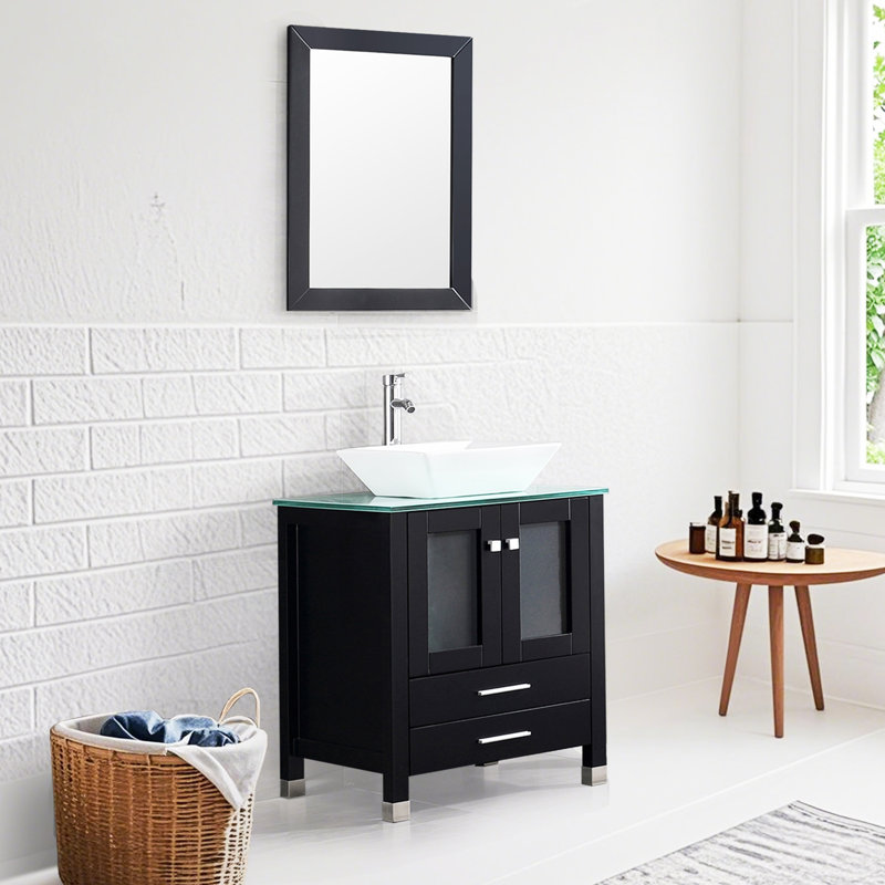 Rodarte 25'' Single Bathroom Vanity Set with Mirror, Black