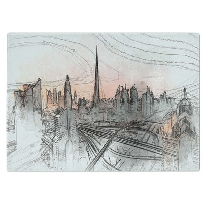 Tempered Glass Burj Khalifa Dubai Skyline Chopping Board