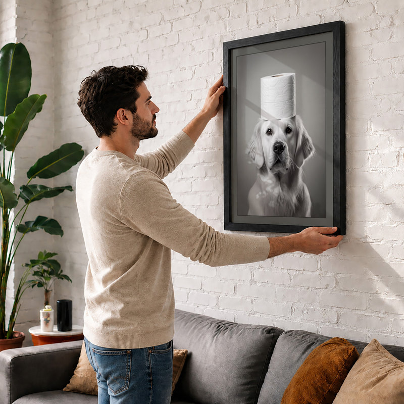 Toilet Paper Dog Modern - Print, Black, A3 - 42.0 x 29.7 cm