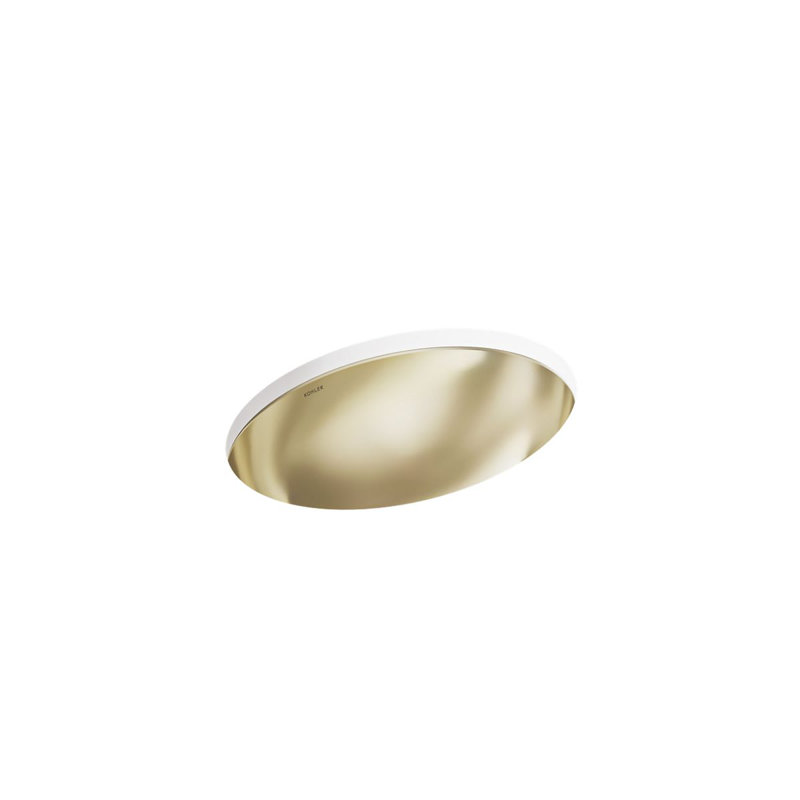 Rhythm Metal Oval Undermount Bathroom Sink, Mirror French Gold