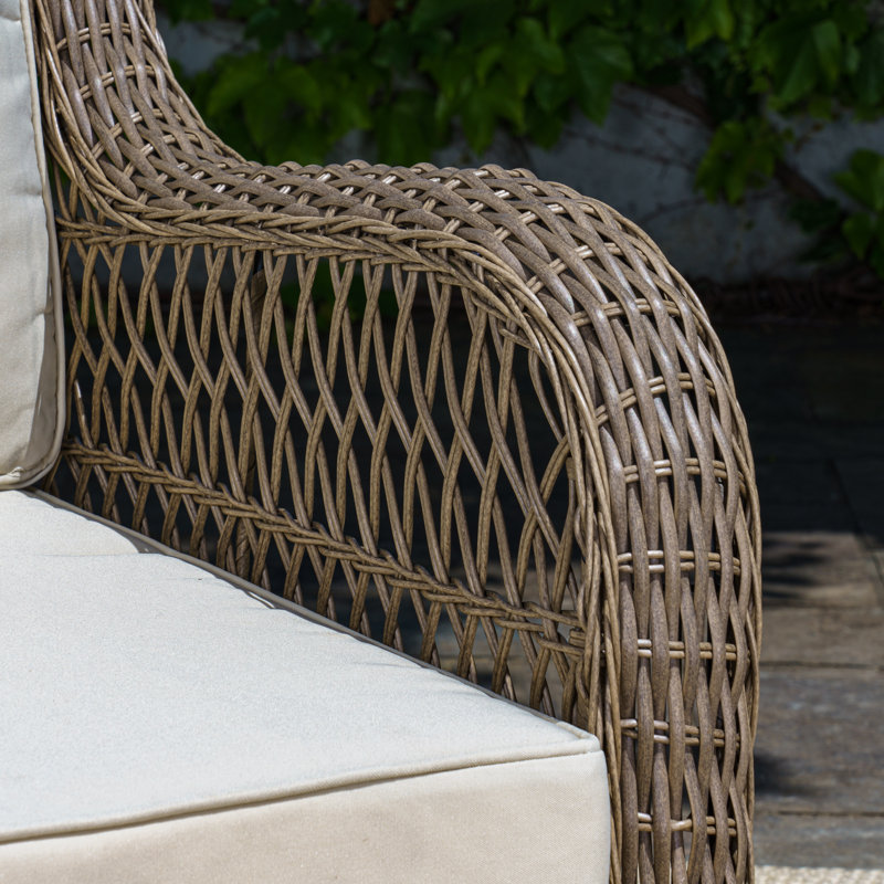 Rio Vista Beige Cushioned Brown Wicker Outdoor Glider Chair Set