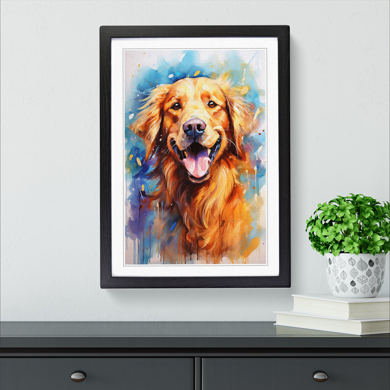 Golden Retriever Gestural - Framed Print