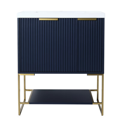 Bathroom Vanity 30" With Resin Basin - Strong Plywood Cabinet 30 Inch Sink Cabinetry