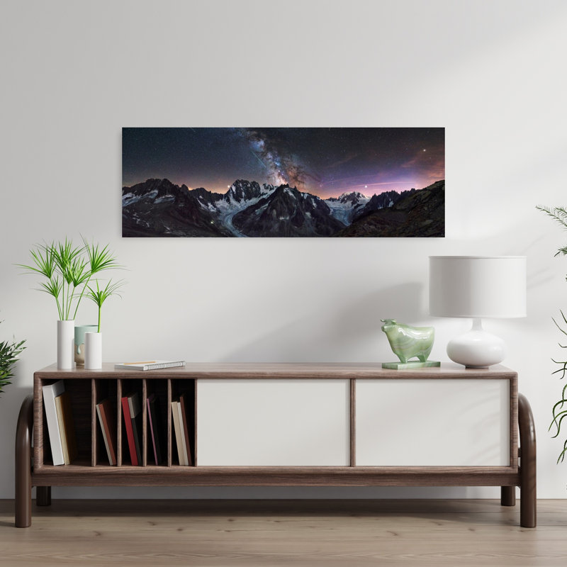 Milky Way Glacier Peaks 1 Piece Wrapped Canvas Panoramic Wall Art, 91.44 cm H x 30.48 cm W