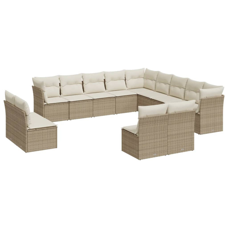Ensemble de canapé de jardin Vidaxl beige (canapé), blanc crème (coussins)