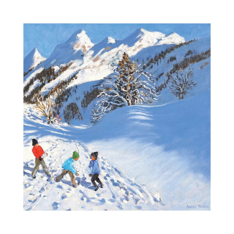 Snowballing, La Clusaz, France by Andrew Macara - Wrapped Canvas Painting, 30.48 cm H x 30.48 cm W