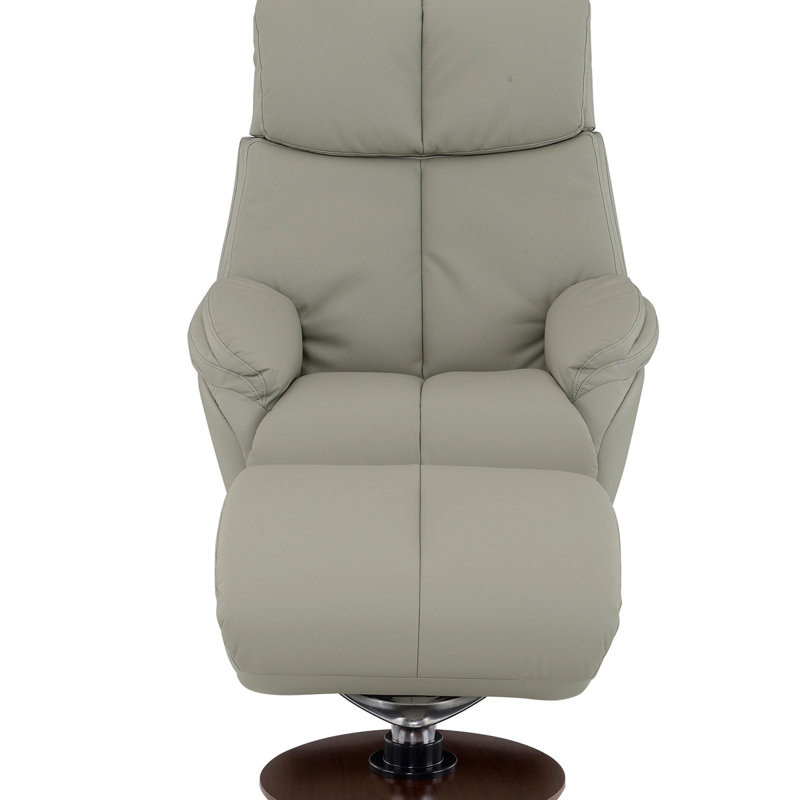 Fauteuil d'appoint en cuir fleur Kandoro avec pivot et repose-pieds