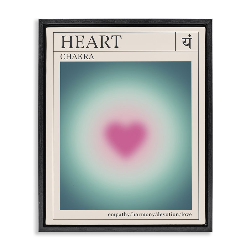 «Heart Chakra Meditation», art mural encadré flottant, Cadre flottant noir de jais, H 21 po x l 17 po
