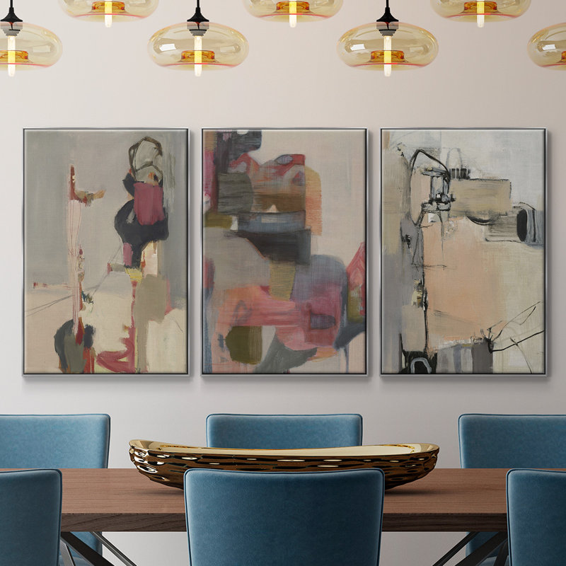 Grès, impression sur toile 3 pièces, H 24 po x l 48 po x P 2 po, Argent