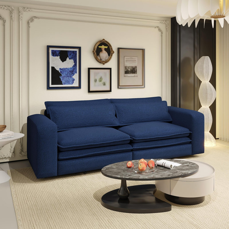 Maris 3 In 1 Convertible Sleeper Sofa Bed,93" Pull Out Sofa Bed, Blue