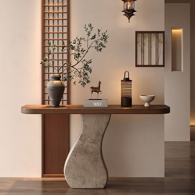 Console en bois massif de style moderne et minimaliste, H 31,5 po x l 47,2 po x P 11,8 po