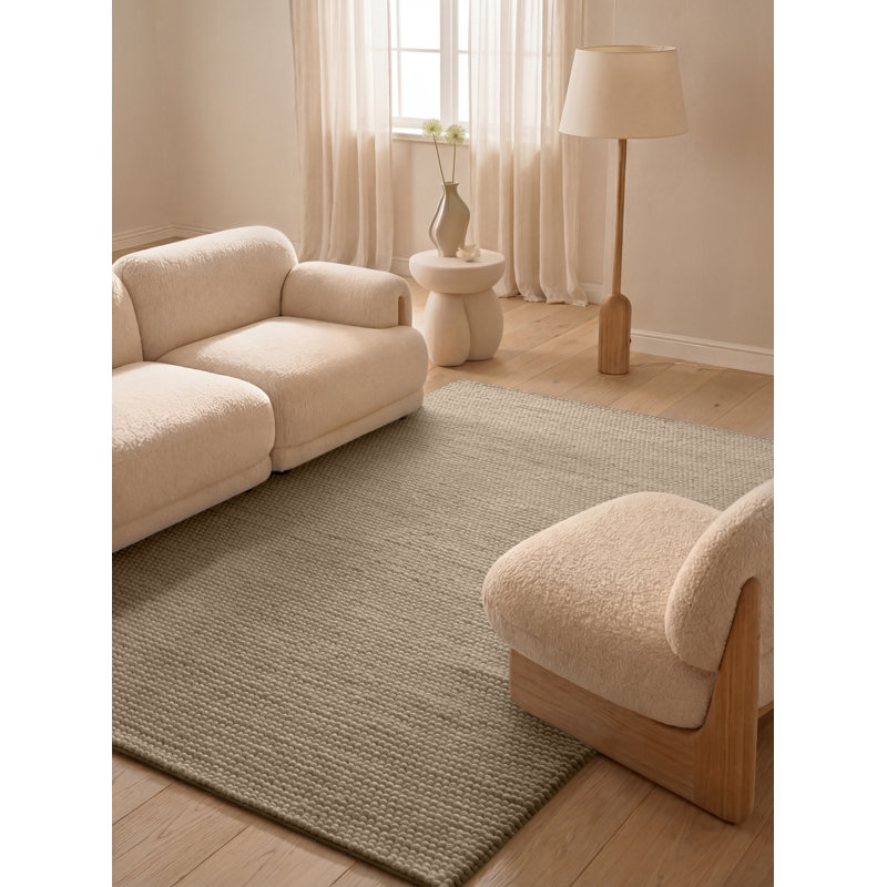Devonah Wool Hand Woven Area Rug, Beige, Rectangle 120 x 170 cm