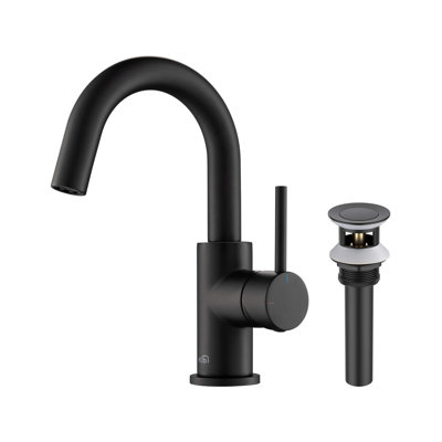 Robinet de salle de bain circulaire monotrou avec ensemble de bonde