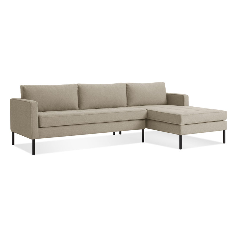 Paramount Sofa with Chaise, Sanford Oatmeal Basketweave, Right Hand Facing, Black