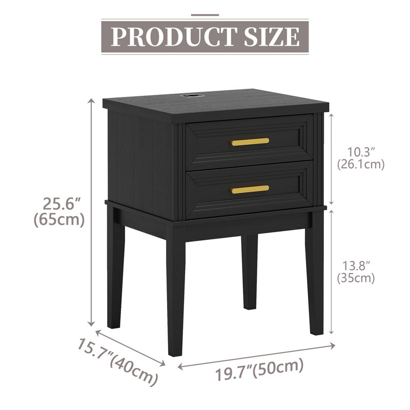 25.6" H Nightstand, Black